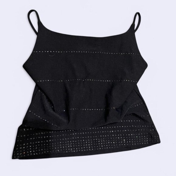 Heart moon star glitter black vintage tank no size tag fits like a small? 6/8 Y2 - Picture 2 of 3